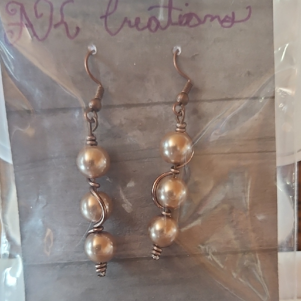 Elegant Pearl Drop Earrings by AK Creations With Antique Wire